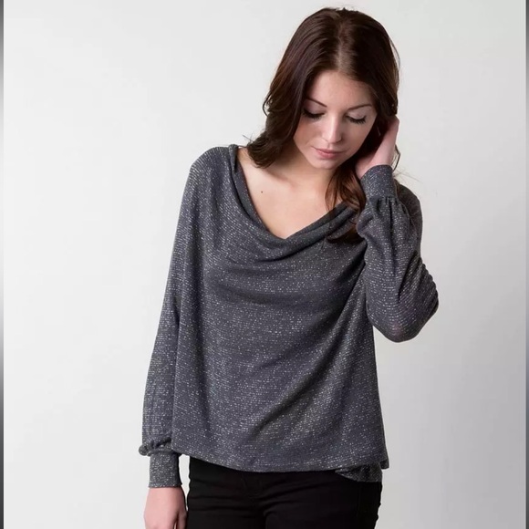 2/$20 FREE PEOPLE Sparkly Cowl-neck Top size XS - Picture 1 of 12
